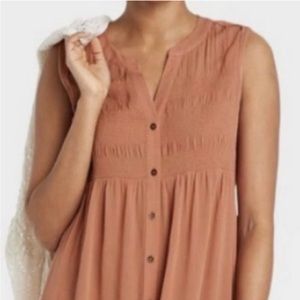 Knox Rose Dress Sleeveless Buttons Rust Color XL